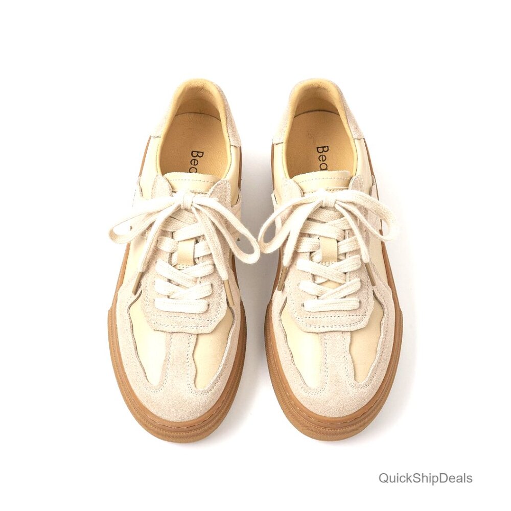 Leather Platform Sneakers Women's Size 5 Retro Walking Shoes Comfortable